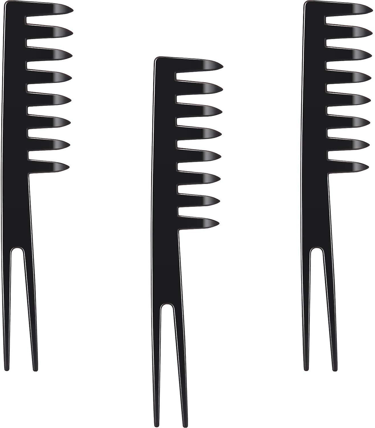 3pcs Wide Tooth Combs With Double-pronged Fantail Section Styling Combs Detangling Combs