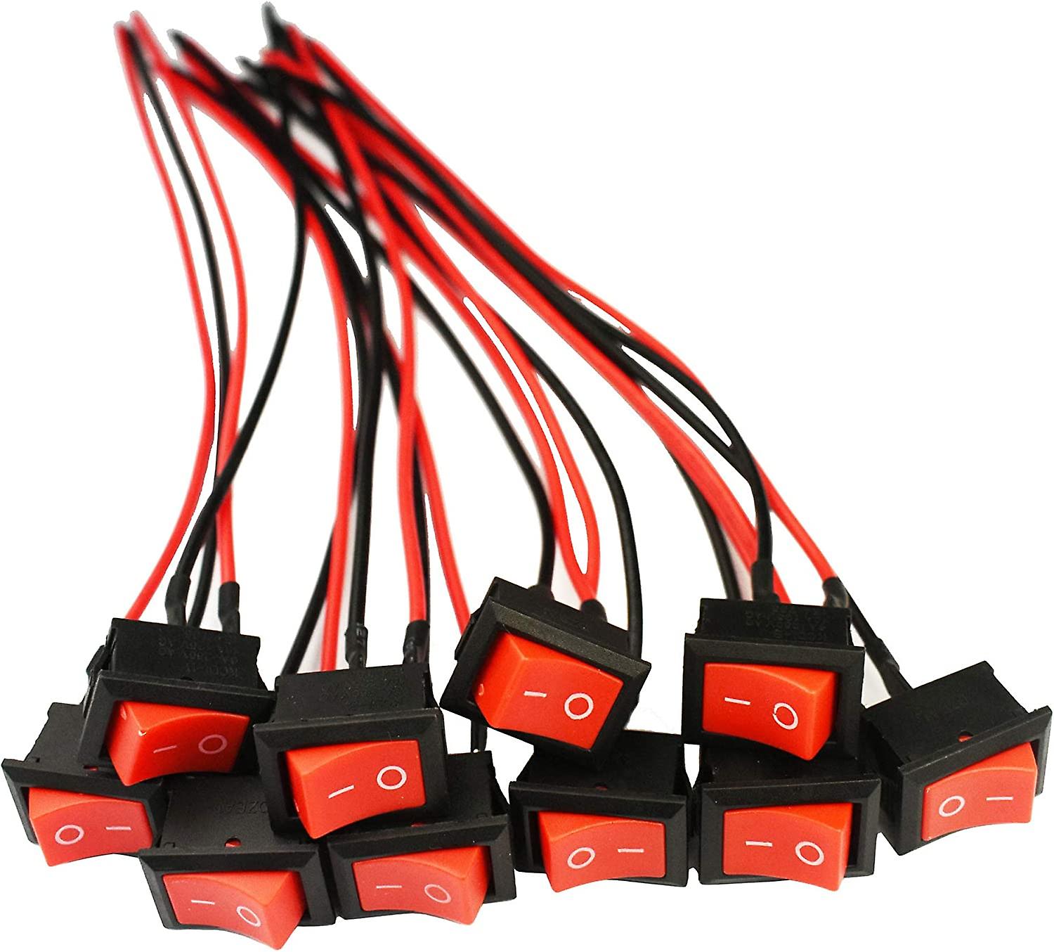 Ac 6a/250v 10a/125v 2 Solder Spst On/off Mini Boat Wired Rocker Switch 2pin Toggle Spst Switch Snap With Lines