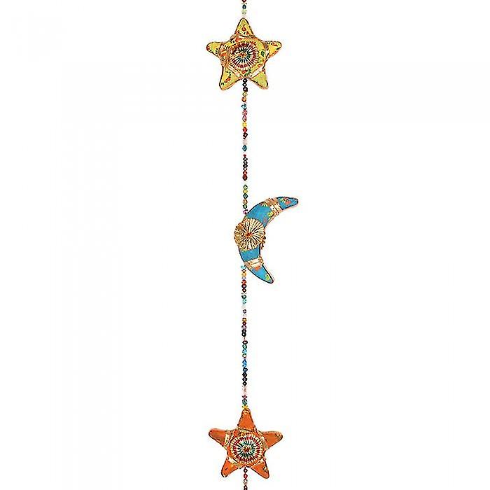 Multi Coloured Hanging Moon & Star With Bell