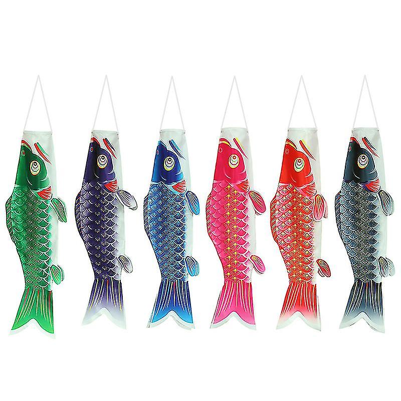 6 Pcs Of Japanese Carp Streamer Carp Streamer Guide Flag Japanese-style Carp Streamer Decorative Fish-shaped Streamer Photo Flag