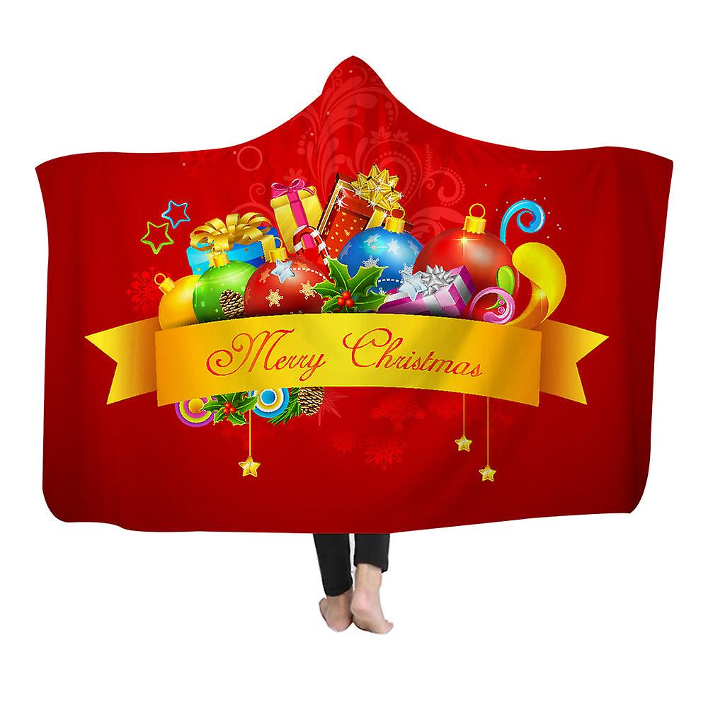 Christmas Throw Blanket Xmas Fleece For Bed Couch Sofa Soft Hooded Wearable Cloak