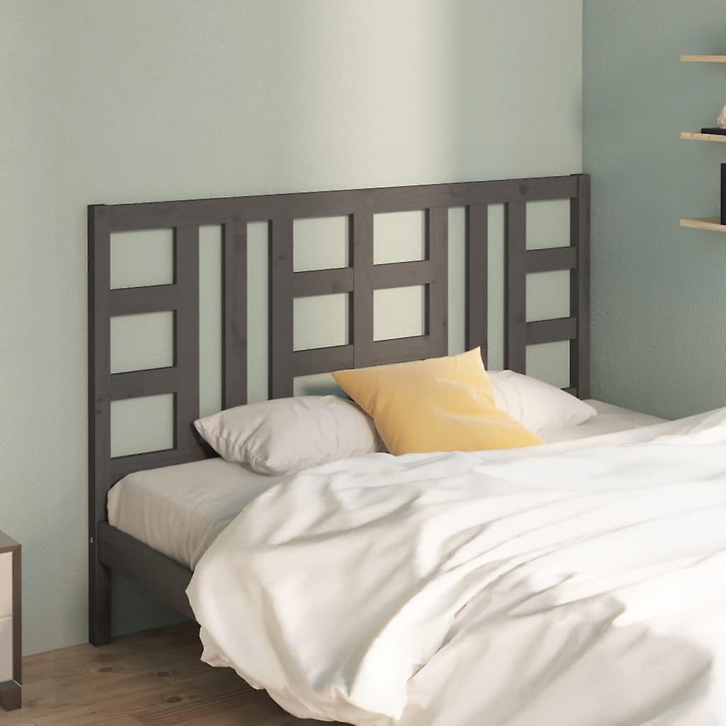 Headboard Grey 126x4x100 cm Solid Pine Wood