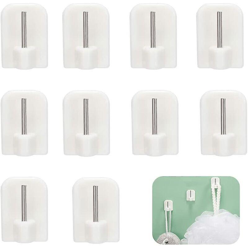 10Pcs Self-adhesive Hooks, Adhesive Hooks, Rod Supports, Rod Without Drilling Self-adhesive Hooks for Curtain Rods