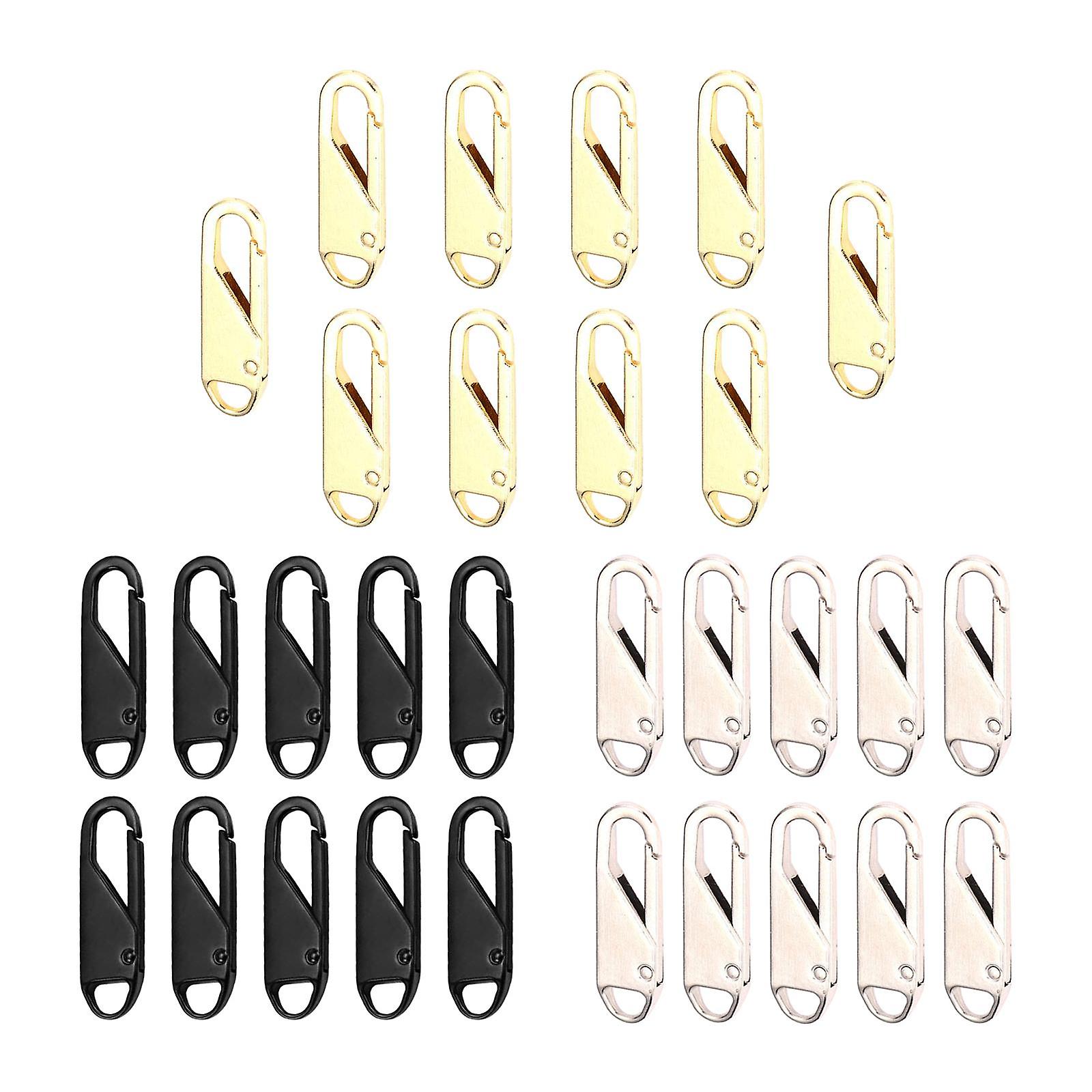 30 Pcs Zipper Pull Replacement Metal Zipper Gripper Fixer Tabs