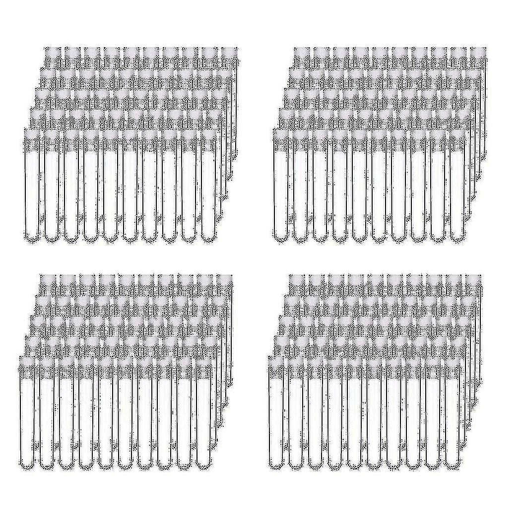 400pcs Clear Plastic Test Tubes With White Screw Caps Sample Containers Bottles Push Caps 12x75mm