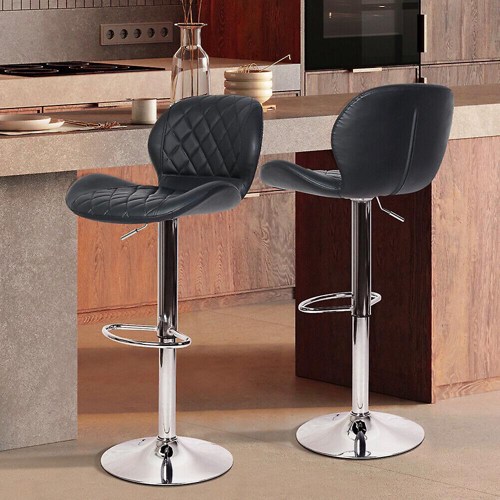 2x Adjustable Bar Stools Kitchen Breakfast Chairs Gas Lift