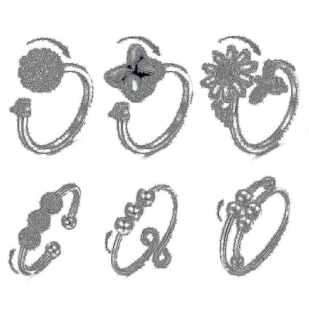 6 Anxiety Ring Women's Adjustable Split Ring Set Rotating Ring Ring Suitable For Anxiety
