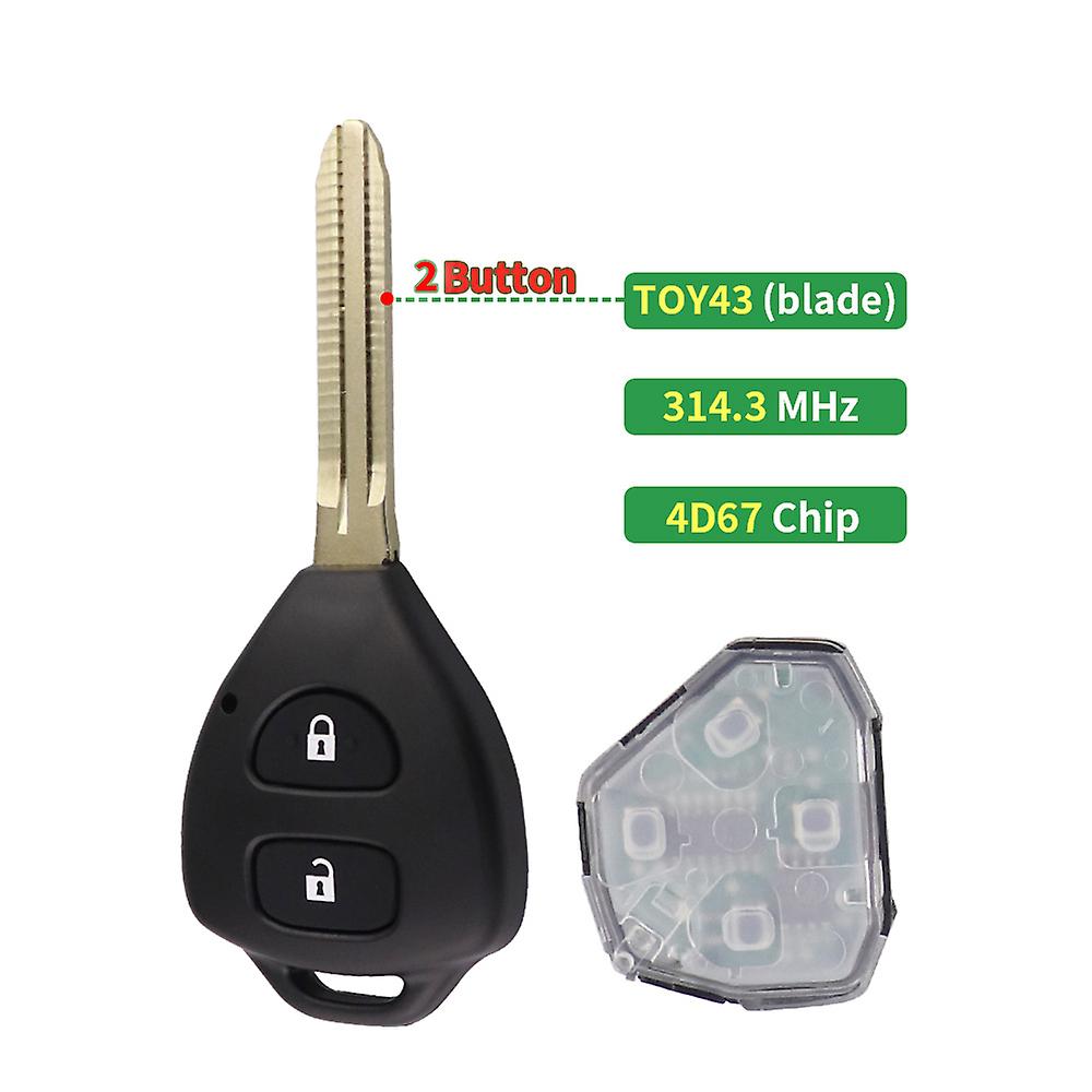 433mhz Smart Key B41ta per Toyota Yaris Hiace Hilux Vigo Innova Corolla Rav4 2009 G/4D67 Chip Car Remote 2 pulsanti Fob