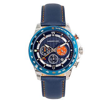 MORPHIC M88 serie chronograaf leder-band horloge w/datum-Navy/blauw