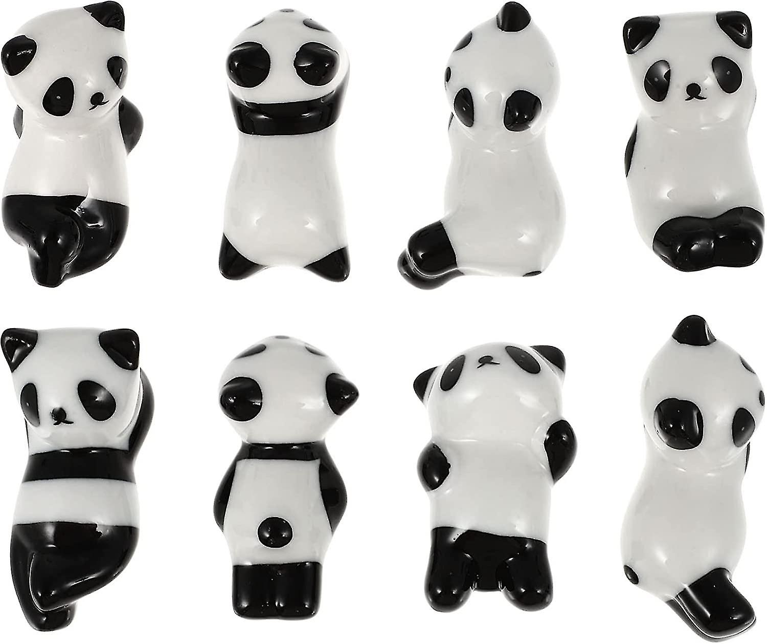 8 Pcs Set Cute Panda Ceramic Ware Chopsticks Stand Rest Rack