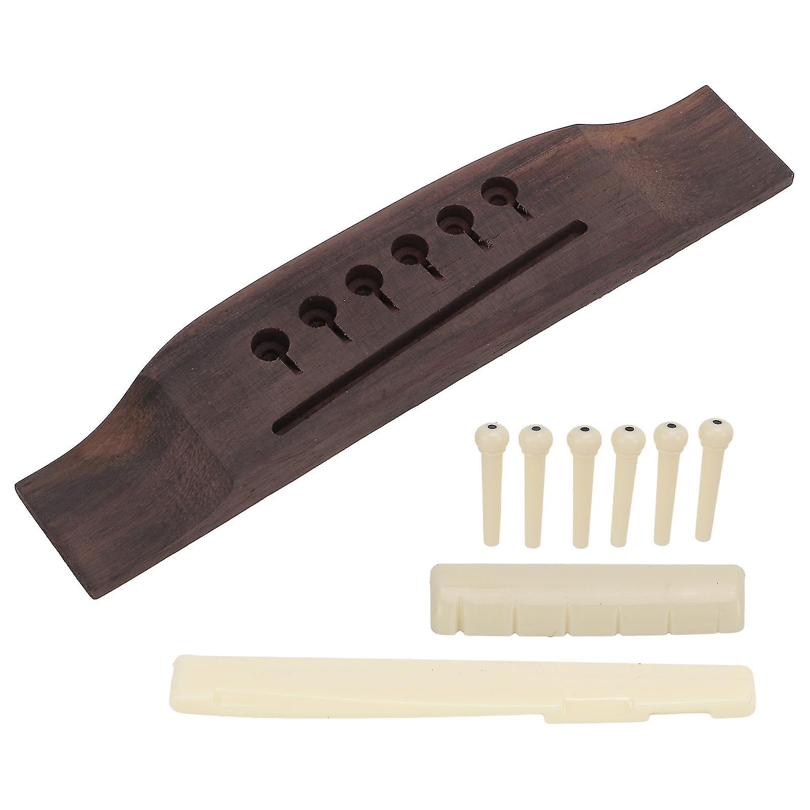 Gitarr Preslotted Bridge Set Rosewood Plast Sadel Mutter Pin Sets för akustiska gitarrer