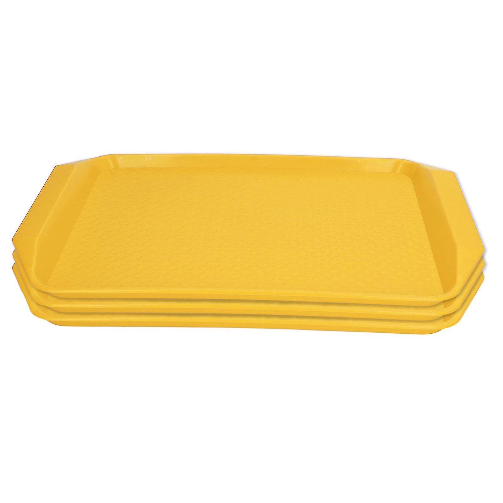 3 Stück buntes Essenstablett Rechteck Verdicktes binaurales Kunststofftablett Hitzebeständiges stapelbares Cafeteria-Tablett für das Hotel