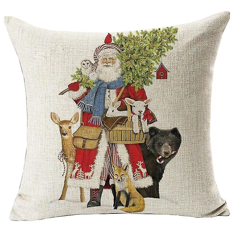 Square Christmas Santa Pattern Cushion Cover
