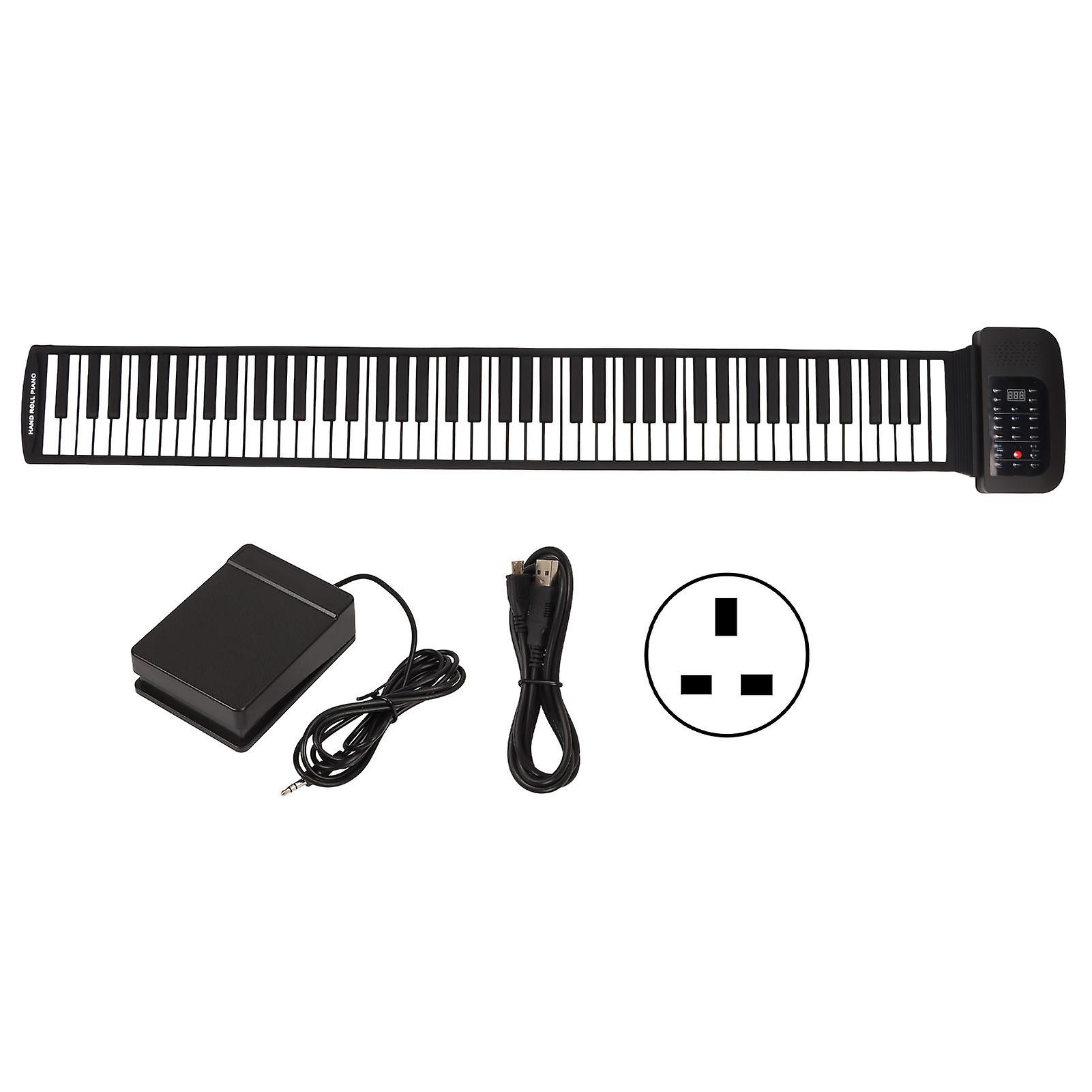 Roll Up Piano 88 Keys Single Horn Bluetooth MIDI Function Flexible Roll Piano with External Tone 100‑240V UK Plug