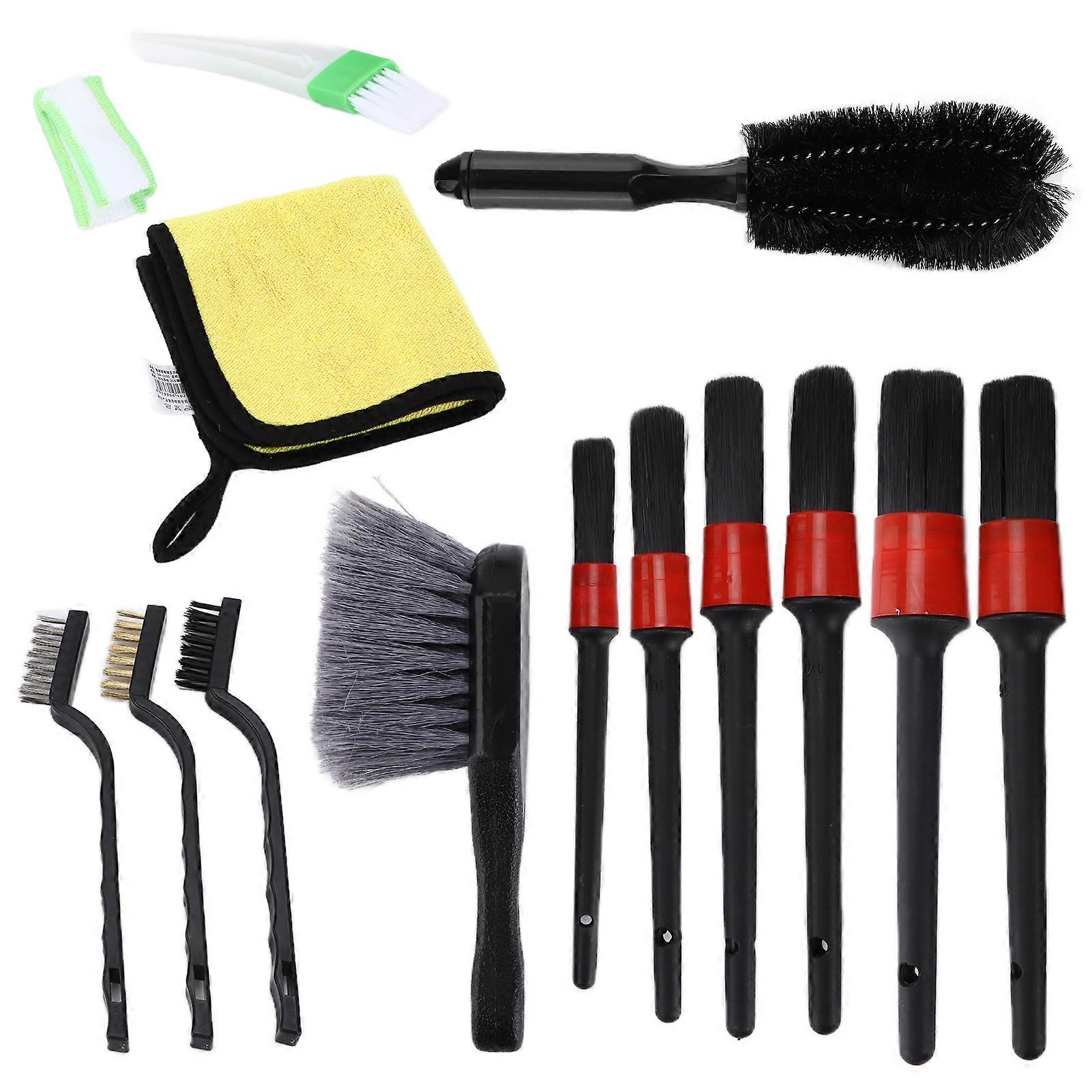 14pcs Car Detailing Brush Kit with Microfiber Cloth for Interior Cleaning