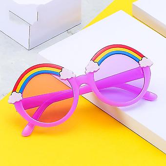Veeki Kids Sunglasses Unisex, Rubber Polarized Cute Rainbow Baby Sunglasses Girls Boys with Kids Glasses Case(Purple