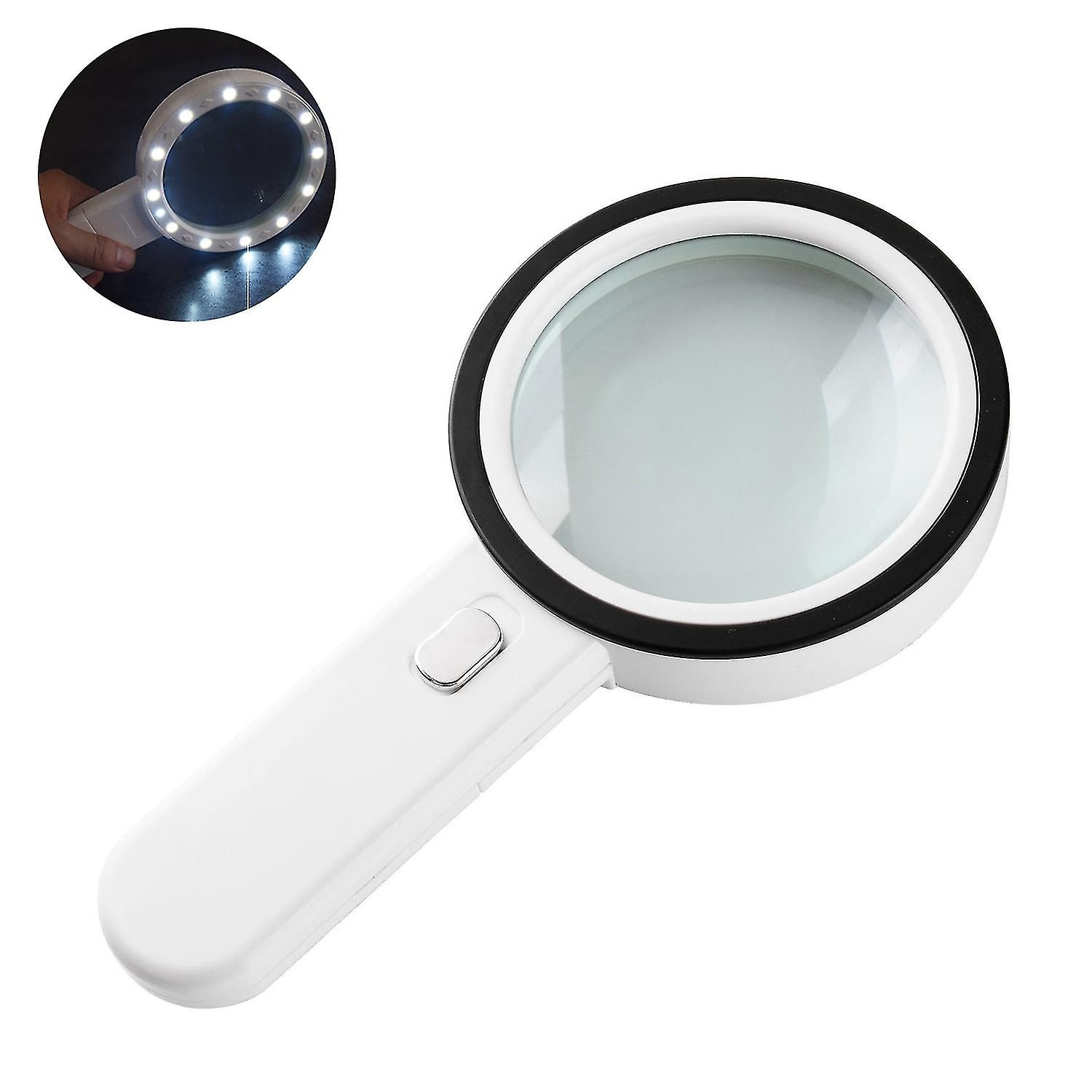 Extra Large Handheld Powerful Magnifier with 13 LEDs and UV Lamp, 30x Best Extra Large Illuminated M