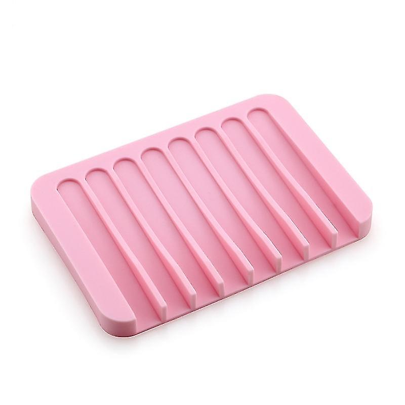 Self-flowing silicone soap dish for bathroom or kitchen pink