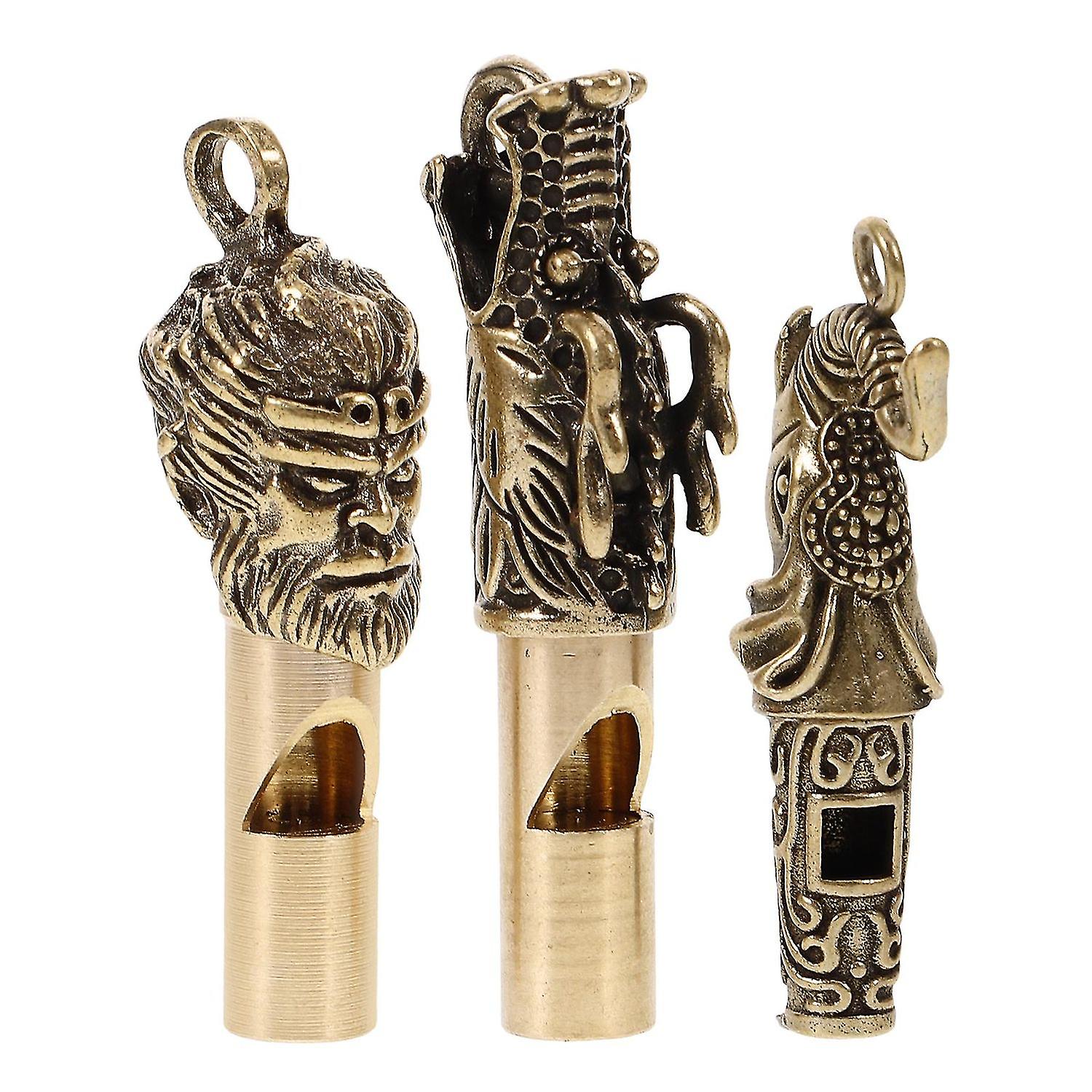 3pcs Camping Whistle Craft Whistle Copper Whistle Pendant Whistle Outdoor Whistle