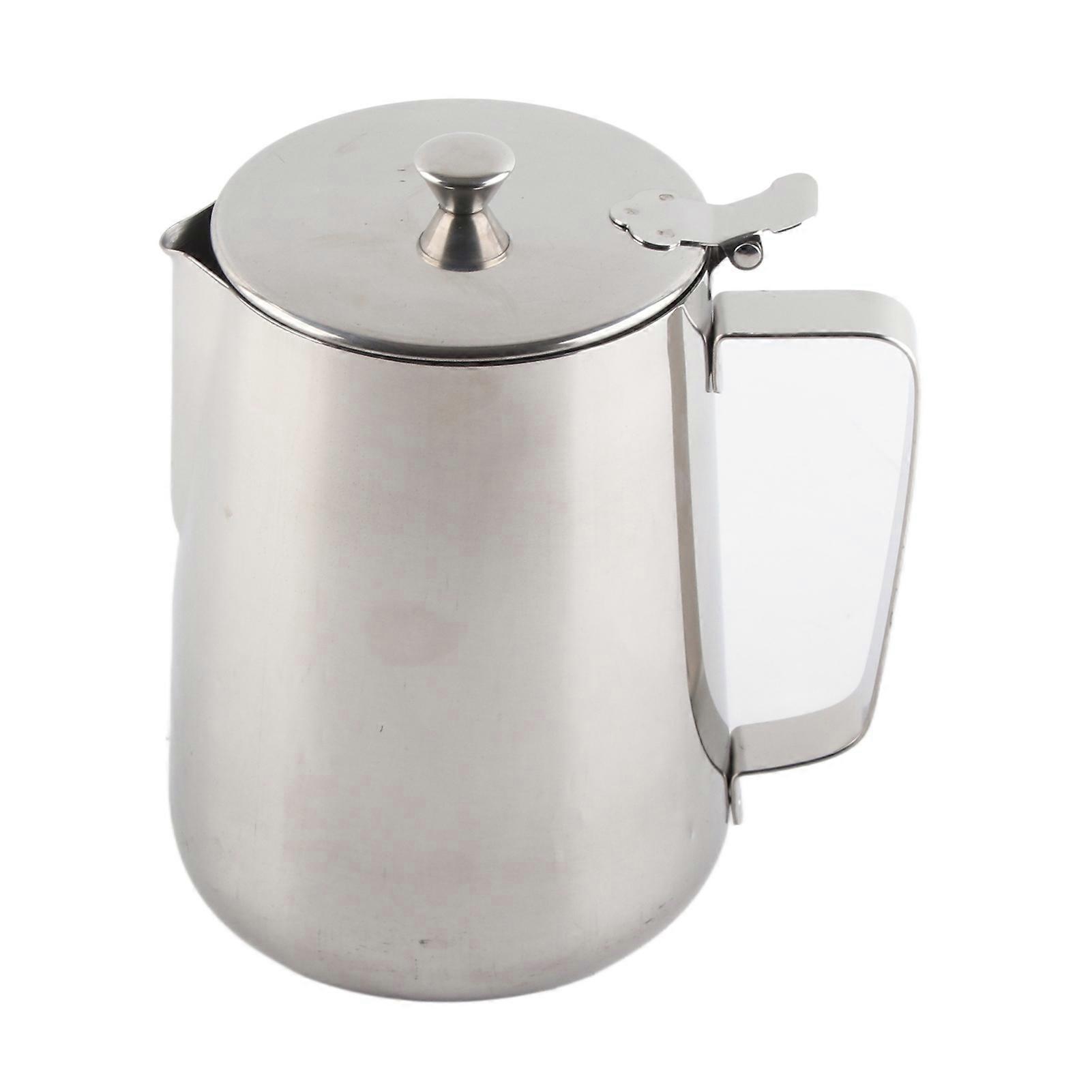 600ml Stainless Steel Milk Frothing Pitcher with Lid for Latte Coffee Art, Durable Coffee Cup Jug for Espresso and Cappuccino