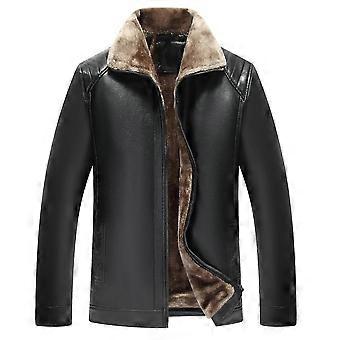 Fleece Paksunnettu nahkatakki Miesten moottoripyörätakki
