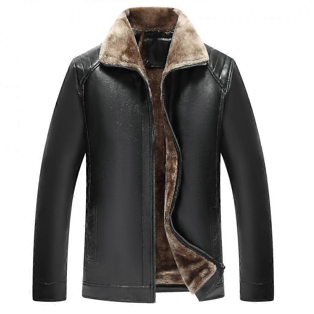 Fleece Thickened Leather Jacket Men's Motorcycle Jacket
