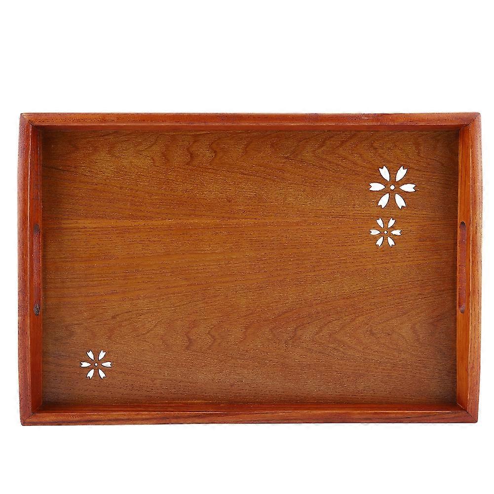 Light Rectangular Solid Wood Cherry Blossom Tea Tray Coffee Fruit Food  Serving Plate Home