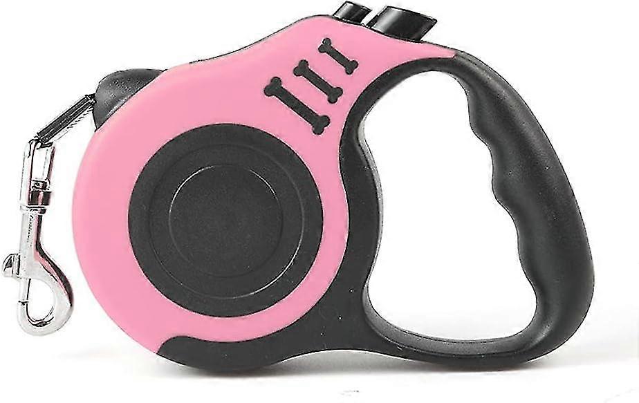 New ModelsLINJOU Retractable Dog Leash, 5M Durable Nylon Pet Leash with Non-Slip Handle, Tangle-Free, One Hand Brake. (pink)