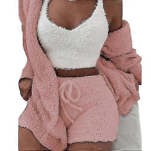 3 قطع / مجموعة مريحة متماسكة مجموعة السراويل + سترة + معطف عارضة دعوى دافئة للنساء