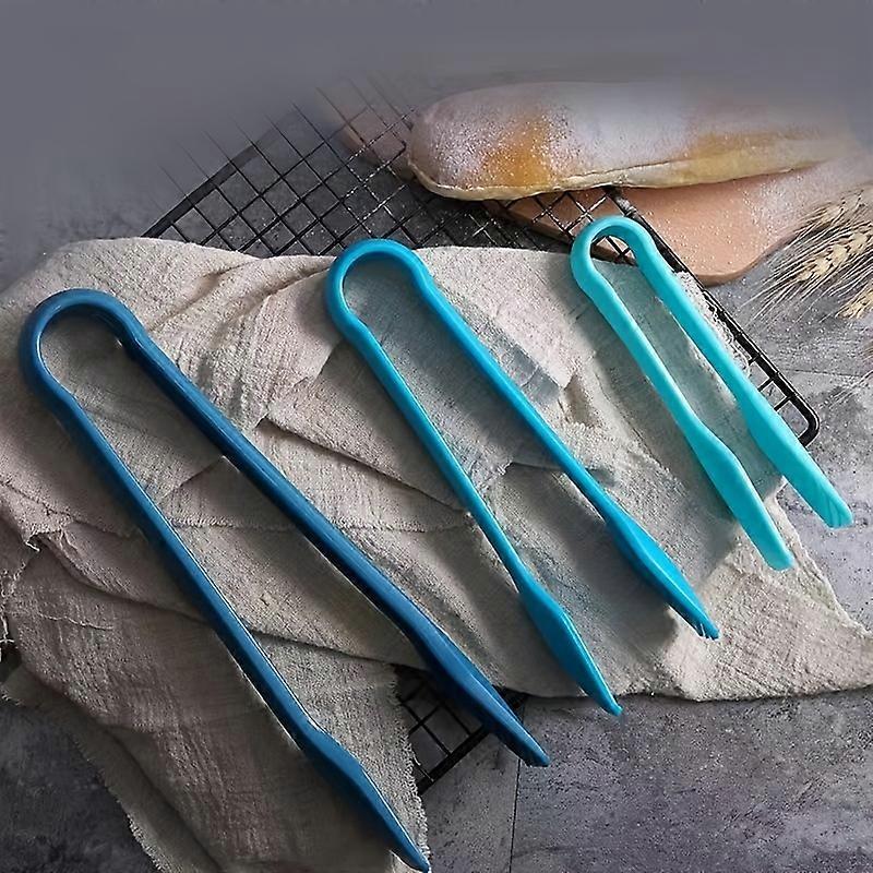 3-Piece Plastic Food Tongs Set - Multipurpose Kitchen Serving Utensils for Steak, Salad, and Cooking