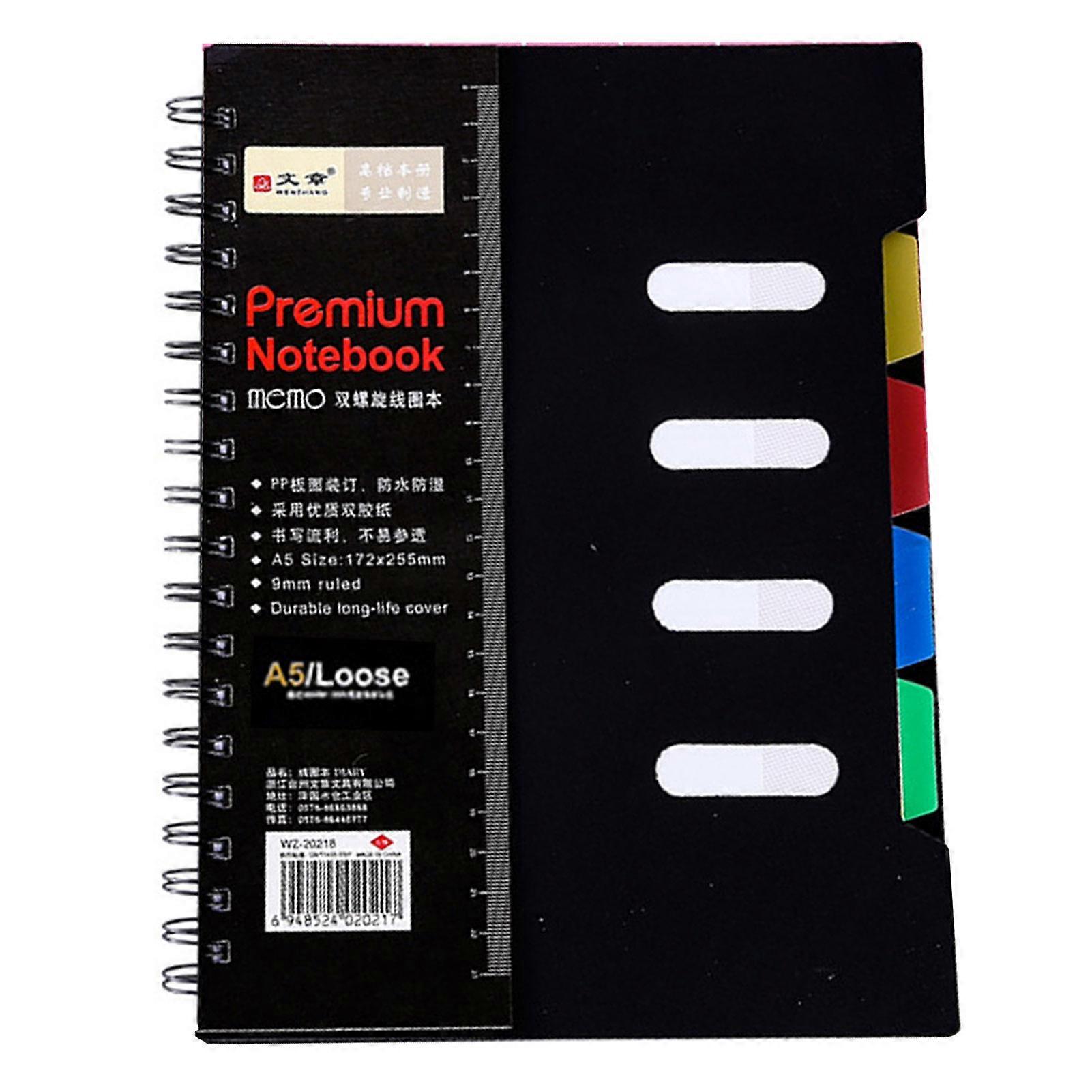 Spiral Notebook with Dividers Smooth Writing Premium Thickened Page No Ink Bleeding Agenda Notebook Office Supplies