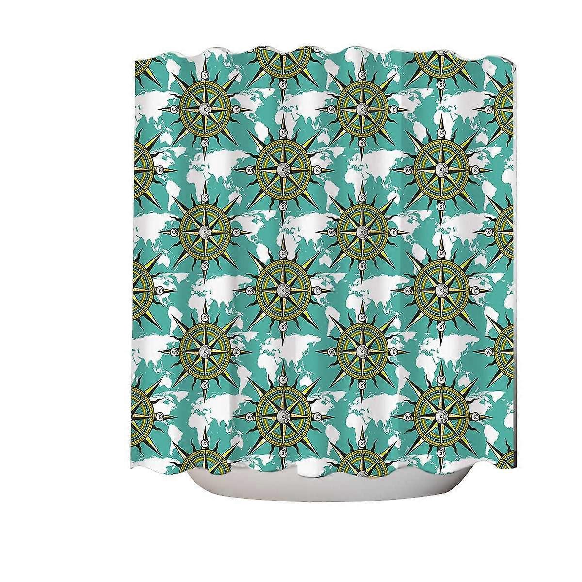A Pattern of World Map and Compass Shower Curtain