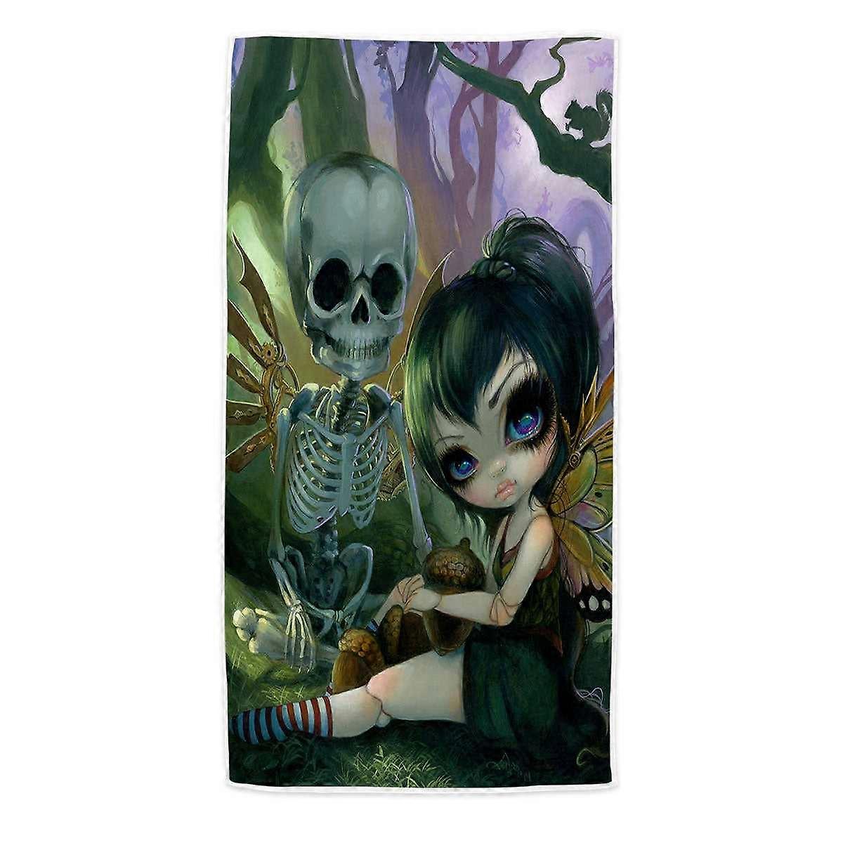 Eve and Rib Clockwork Fairy and Skeleton Microfiber Beach Towel
