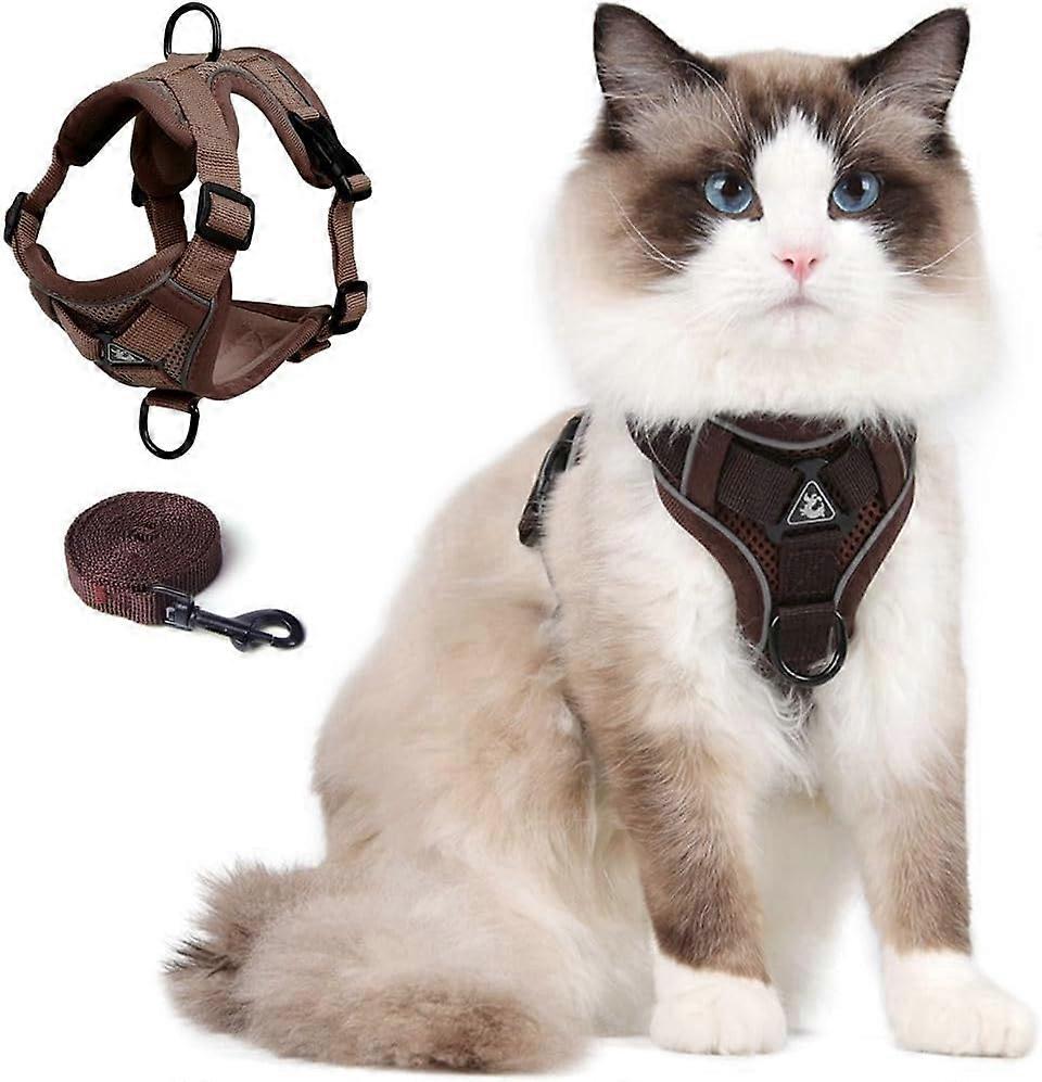 Cat Harness and Leash Set,Upgraded Escape Proof Adjustable Kitten Vest for Cat Outdoor Walking,Reflective Strips for Dark Night