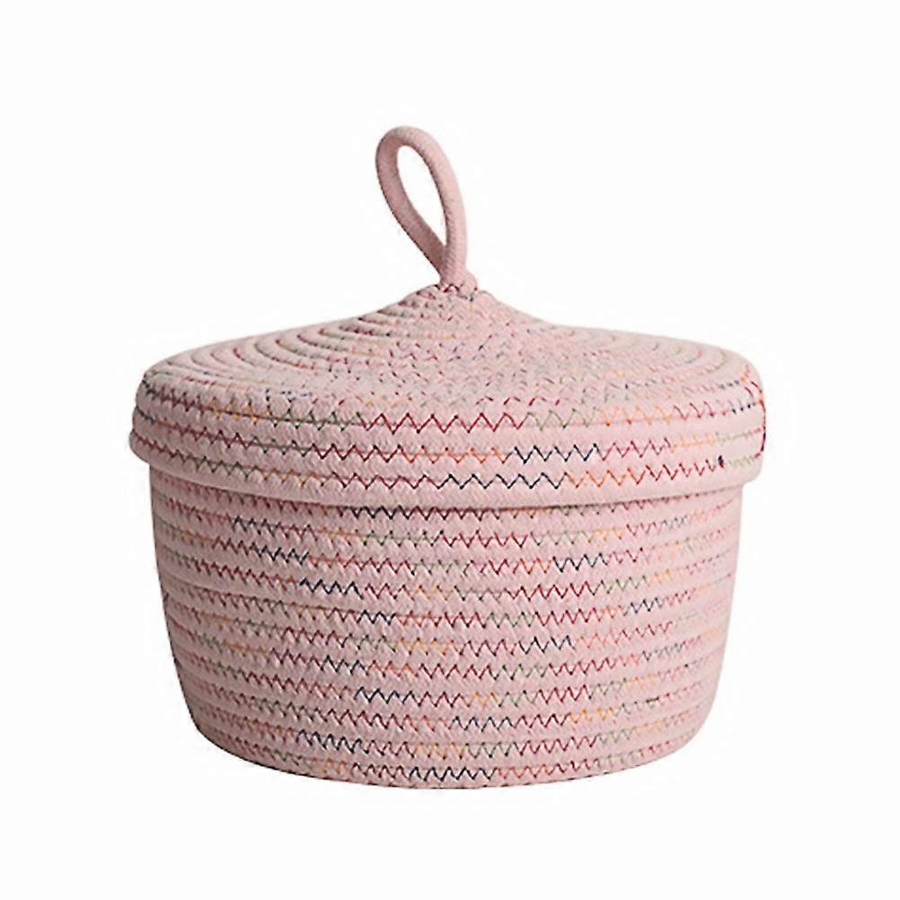 1Pc Creative Storage Basket Remote Controller Organizing Basket with Lid (Pink)