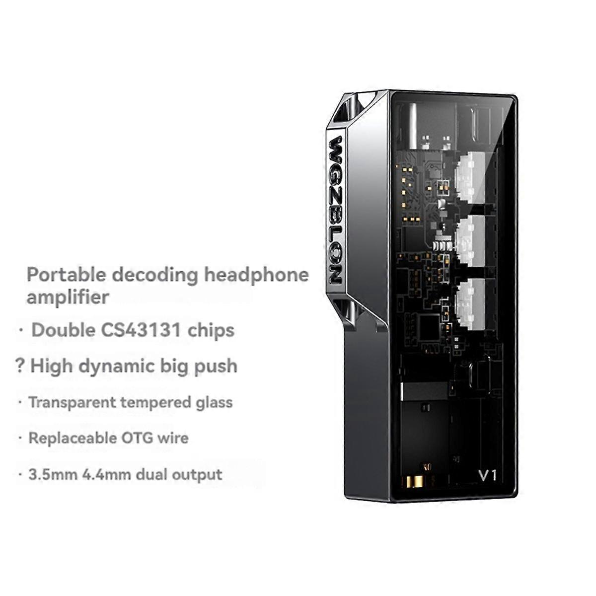 V1 Audio Decoder Headphone Amplifier Dual CS43131 Chips Portable DAC Amplifier with High Quality Wiring Cable B
