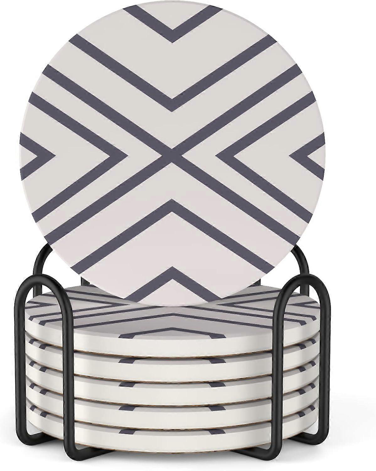 Coasters - Coasters Set of 6 - Marble Coasters Ceramic - Coasters with Holder and Cork Base, for Women Men for Various Cups, Tables & Home Decor, 4 ''