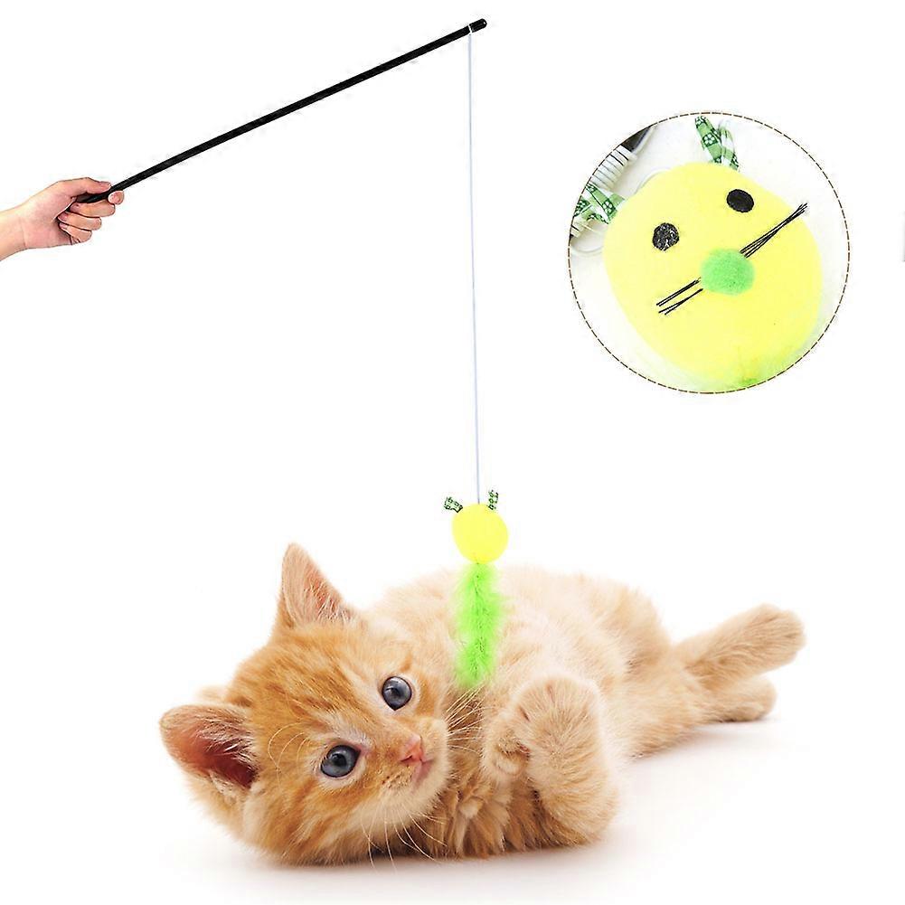 Cat Feather Stick Set Interactive Play Toy for Kittens with Funny Cartoon Pictures