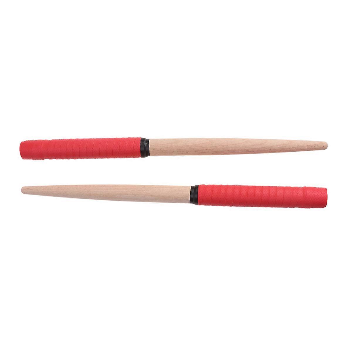 1 Pair 35x2cm Taiko Drum Drumsticks  Portable Wooden Drum Sticks Lightweight Percussion Sticks for Drum (Red)