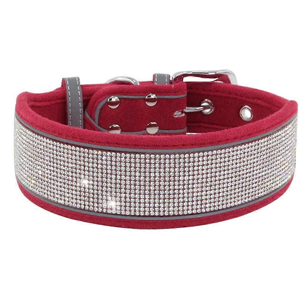 QQDD Rhinestone dog collar Soft and comfortable stylish dog collar with bright reflective stripe premium