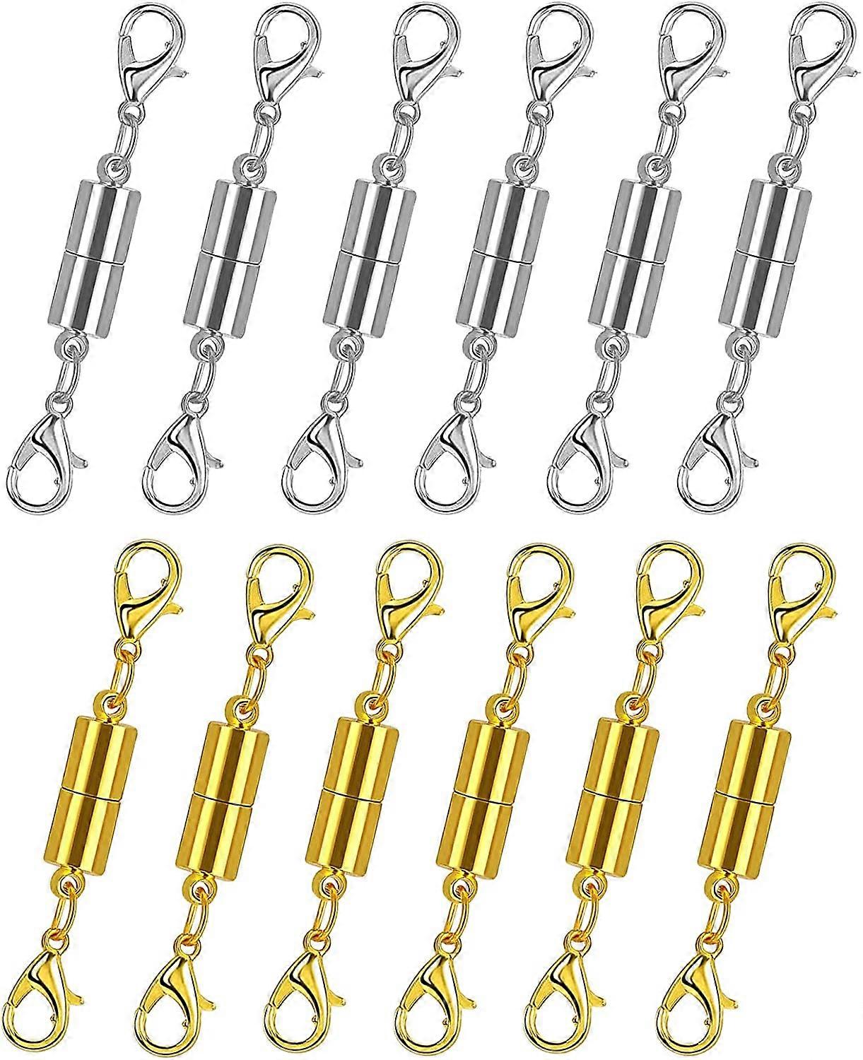Pack of 12 Gold and Silver Color Magnetic Lobster Clasps for Jewelry Strong Magnet Accessory for Necklace Bracelet DIY Friendly (Regular)