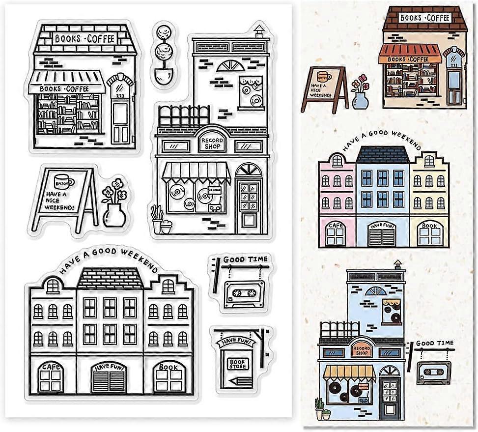 1Sheet Western Style Shop Rubber Silicone Clear Stamp