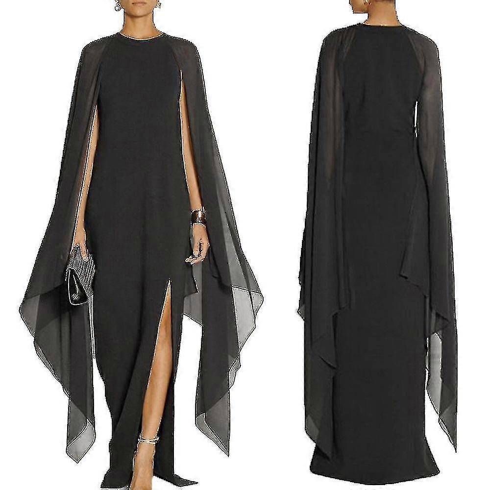 Women's Elegant High Split Flare Sleeve Formal Evening Gowns Maxi Dress