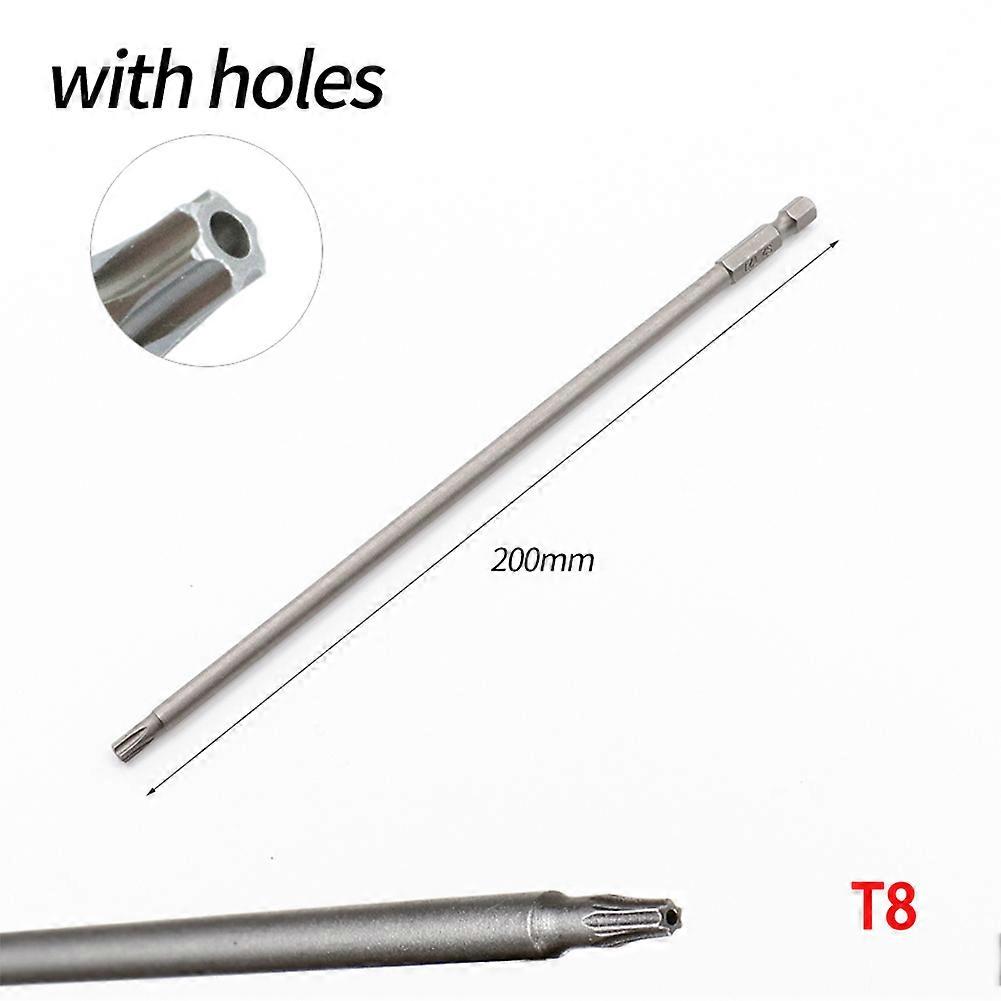1PC 200mm 778In Hollow Torx Screwdriver Bit Hex Shank T8/10/15/20/25/27/30/40 Tool For Exact Screw Unscrew Screwdrivers Bits