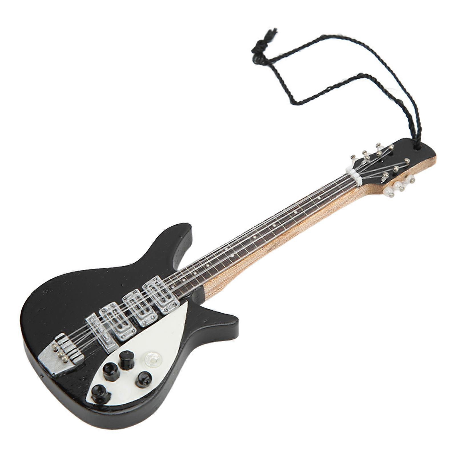 Musical Instruments Guitar Pendant Black Base Wooden Manual Miniature Fine Detail Craft Model Collection