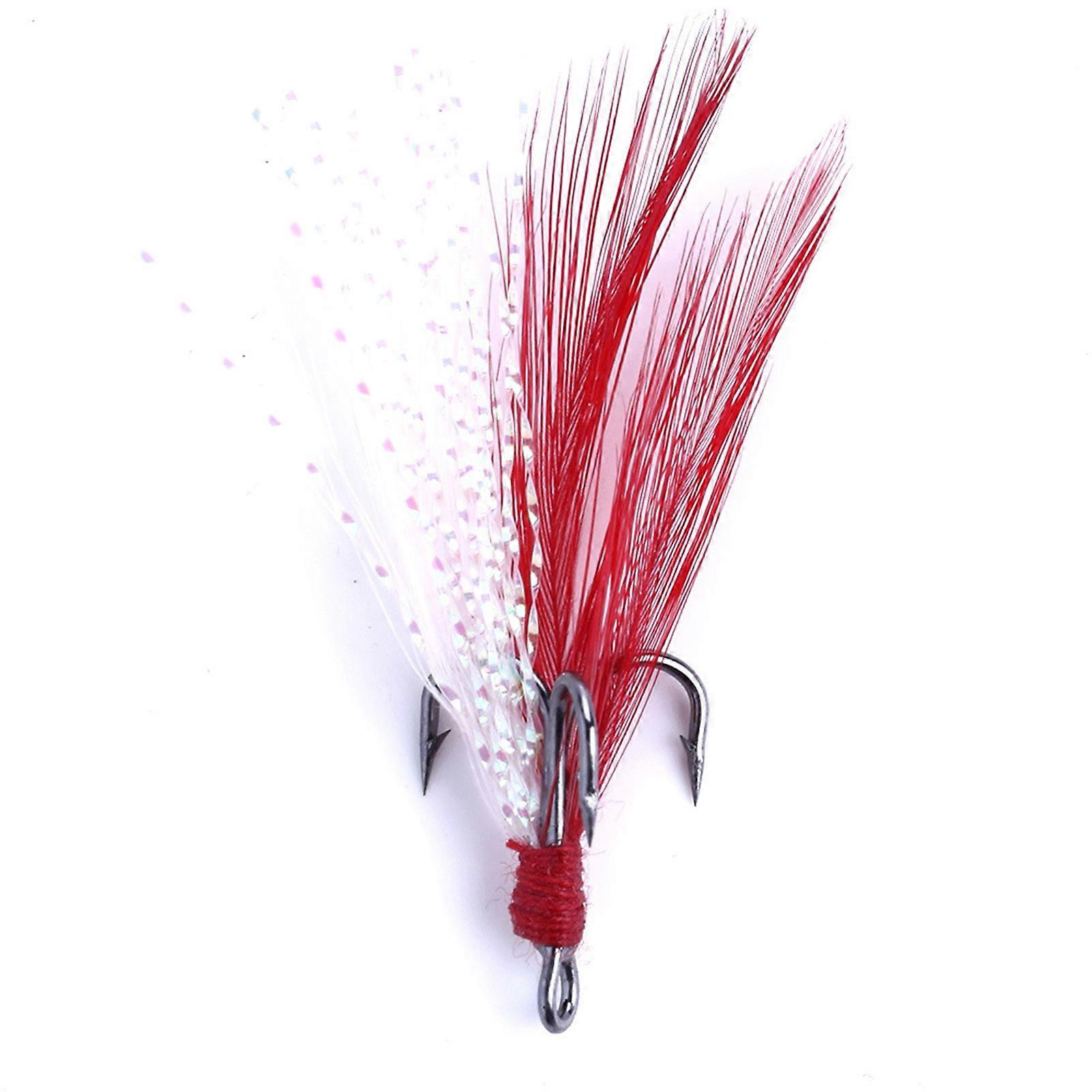20pcs Treble Fishhooks with Feather Durable Reusable Fish Hook for Freshwater & Saltwater Use