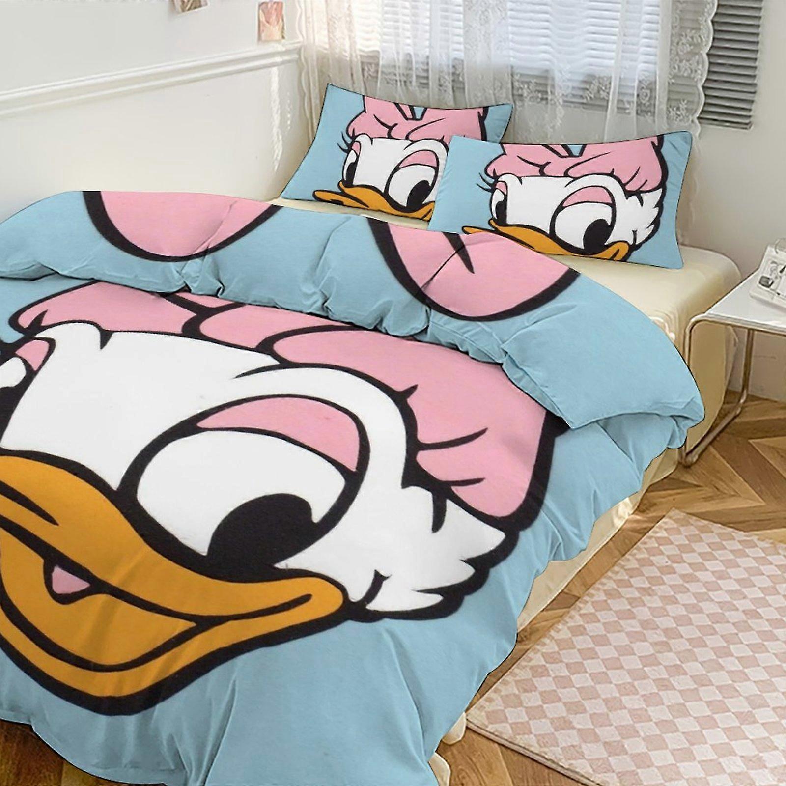 Draps de lit g862 Daisy Duck Print Bedding Set Pattern Duvet Cove Set 3 pièces 1 housse de couette et 2 taies d’oreiller pour femmes hommes adolescents tq862 Draps de lit