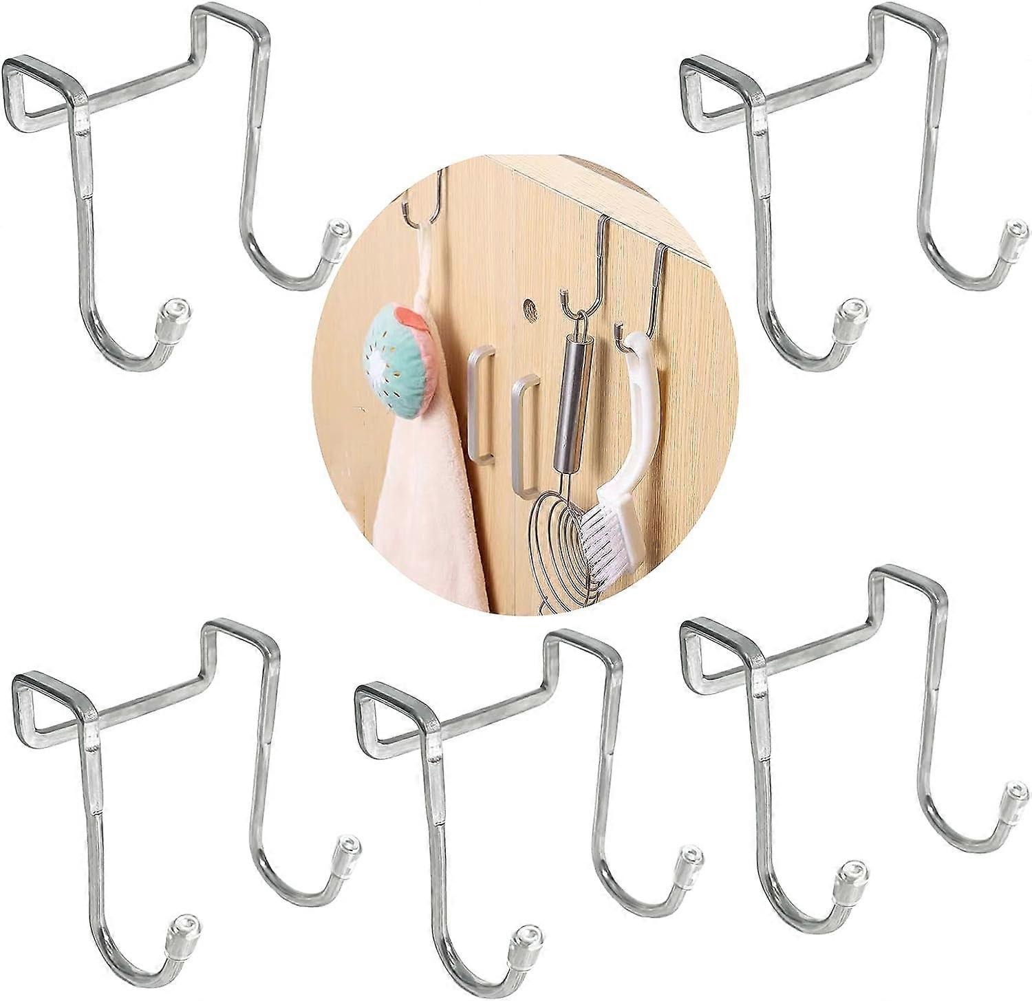 Γάντζος πόρτας ντουλαπιού από ανοξείδωτο χάλυβα - Undrilled Double Hook, Anti-Scratch Protection, Double Hook for Kitchen, Bathroom5 PCS,2024 Ping
