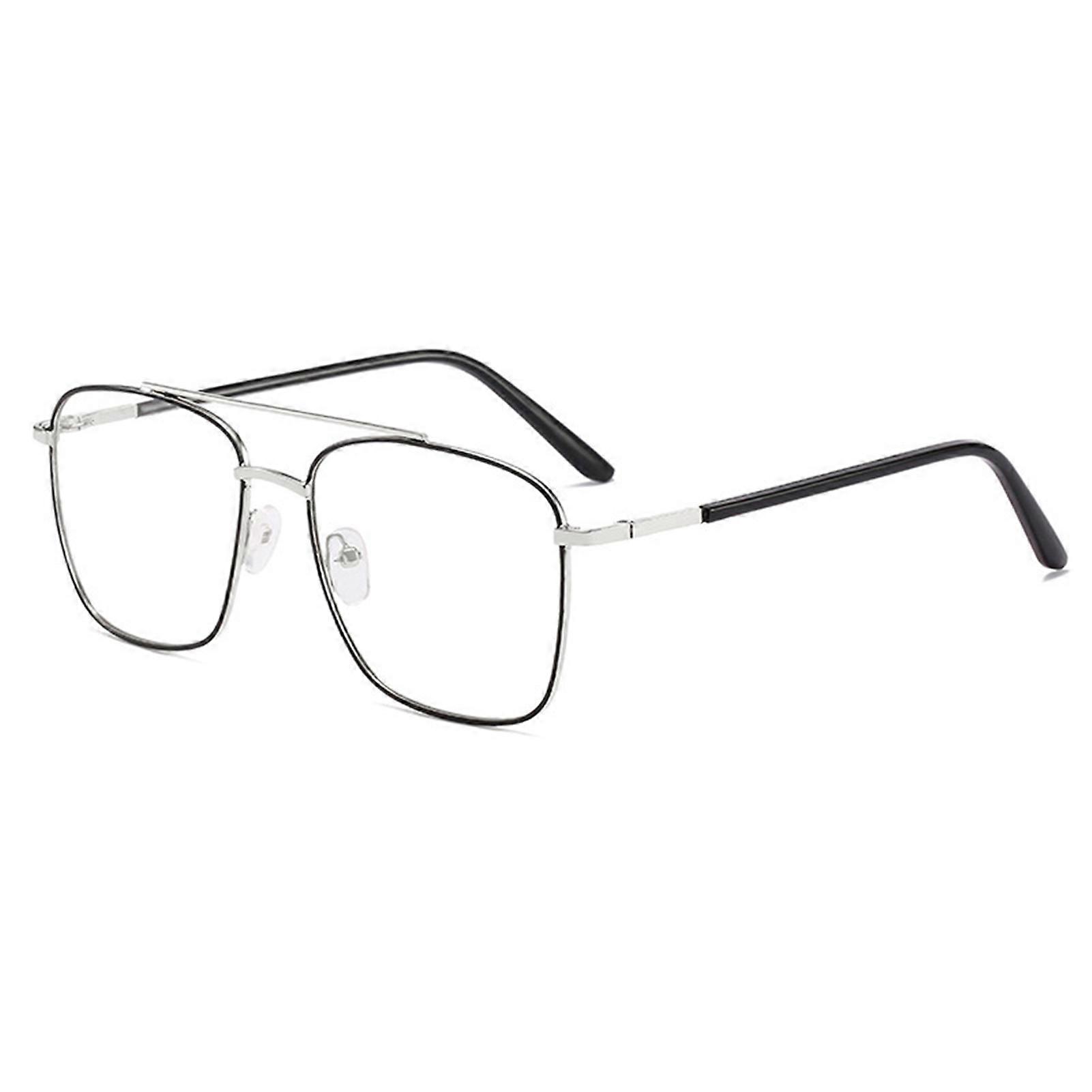 unbrand Blue Light Filter Glasses with Thin Reflective Lens Square Metal Frame Eyeglasses for Unisex
