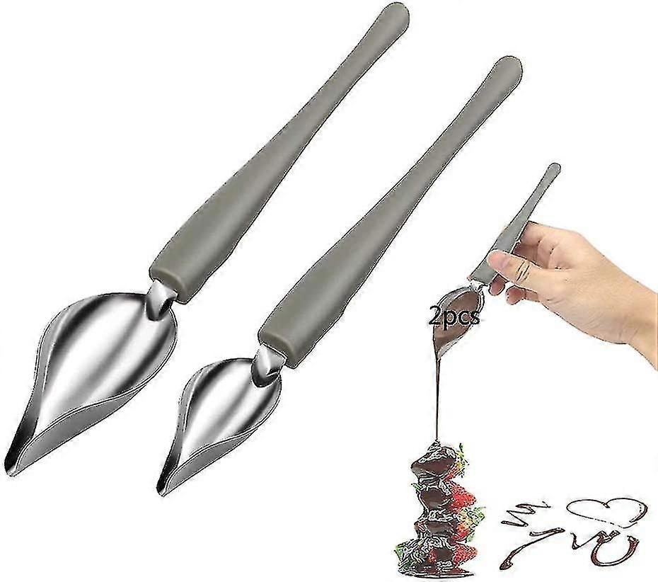 2pcs Decorative Spoons Set, Pencil Shape Stainless Steel Filter Spoons